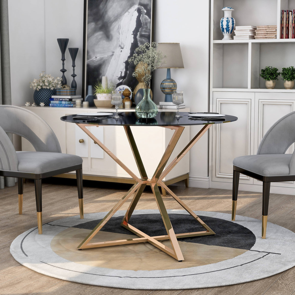 Contemporary Gold 41-in Dining Table U3849