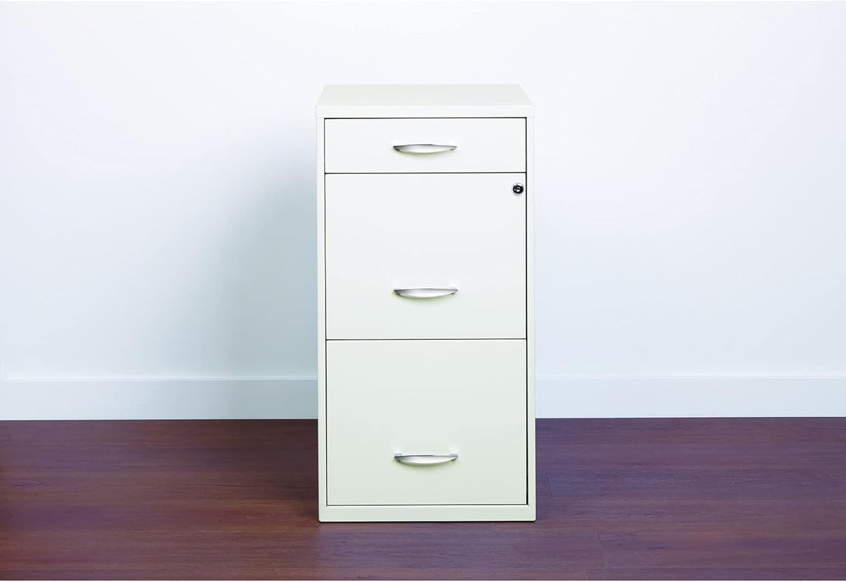18 Deep 3 Drawer Steel File Cabinet in White I88305