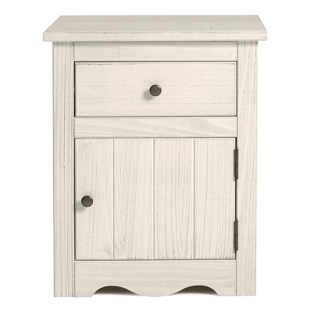 White 1 Door 1 Drawer Wood Nightstand F839