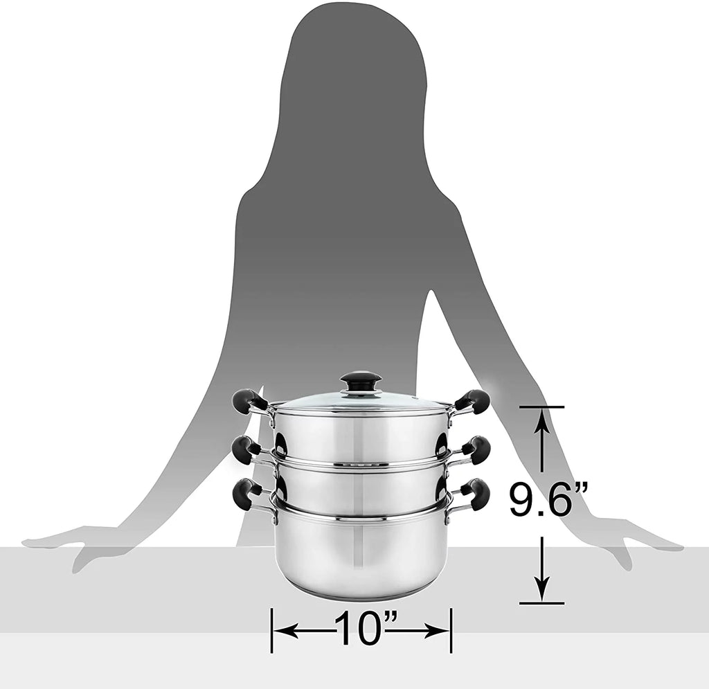 10" Stainless Steel 3 Tier Steamer Pot Z690118