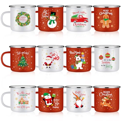 12 Pcs 12oz Stackable Enamel Coffee Cups G975
