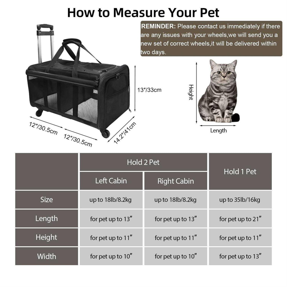 Double-Compartment Pet Rolling Carrier with Wheels P5422