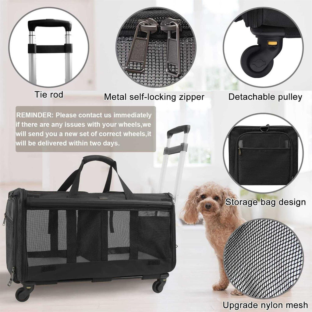 Double-Compartment Pet Rolling Carrier with Wheels P5422