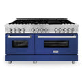 60 In. Dual Fuel Range with Stainless Steel and Blue Gloss Door V385