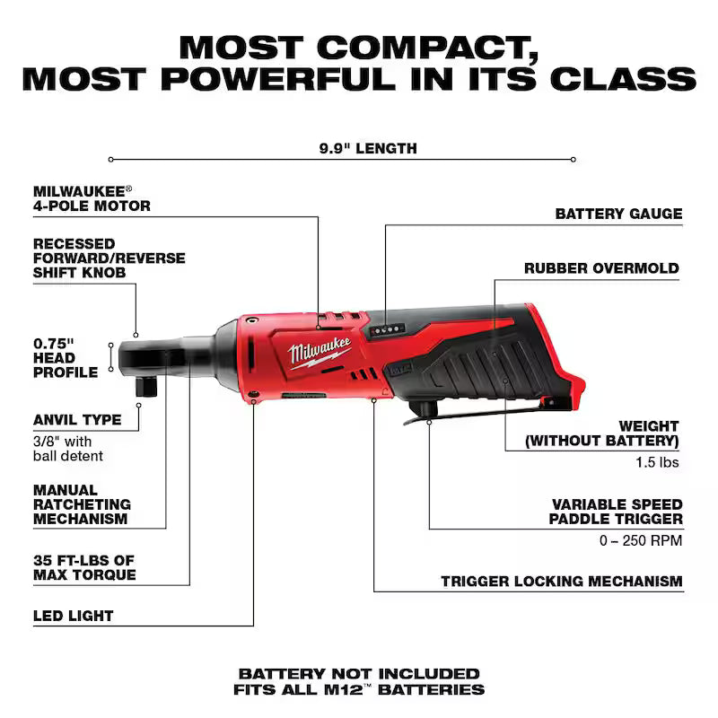 12V Lithium-Ion Brushless Cordless 3/8 in. Impact Wrench Kit with Ratchet O564359