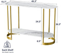 Gold 2-Tier Faux Marble Console Table Q46146