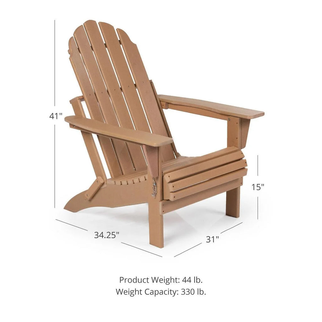 Latte Weatherwood Poly Adirondack Folding Chair W506963
