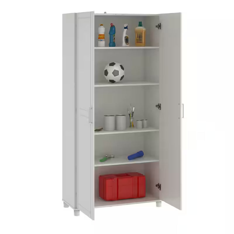 White Wood Freestanding Garage Cabinet I5161
