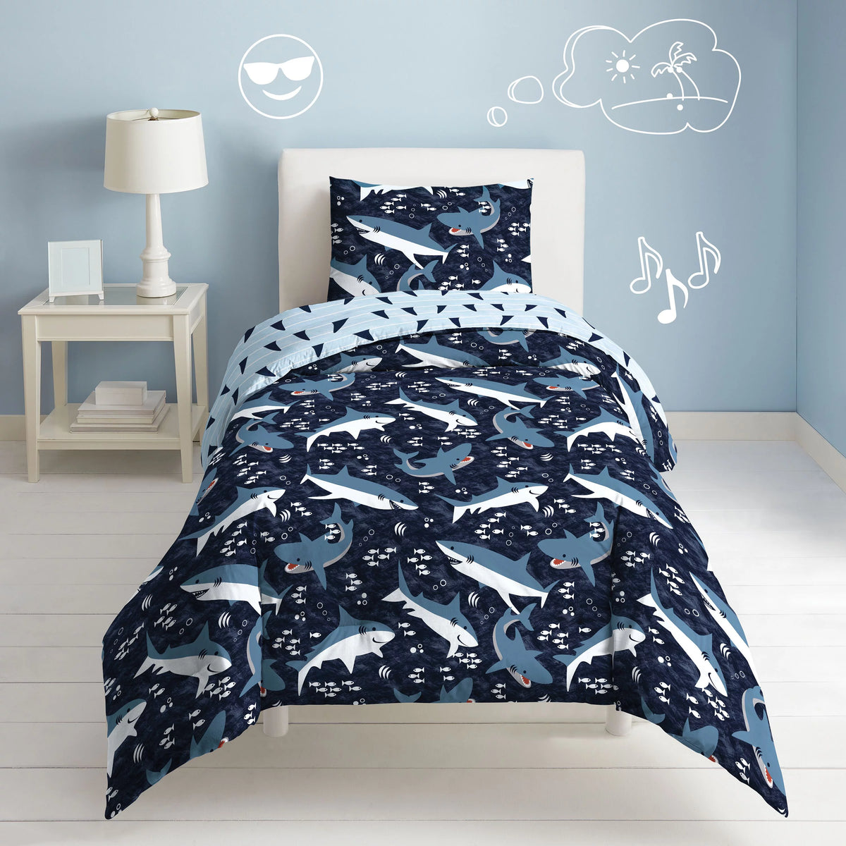 Navy Polyester Cotton Twin Comforter Set N3685
