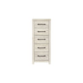 5 Drawer Wooden Chest with Bar Pull Handles Distressed White V532