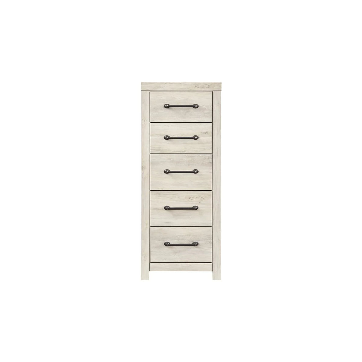 5 Drawer Wooden Chest with Bar Pull Handles Distressed White V532