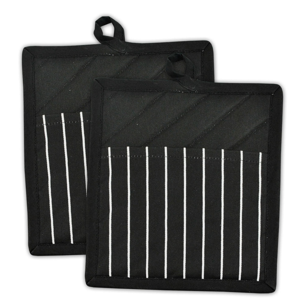 Set of 2 Black and White Potholders R6585