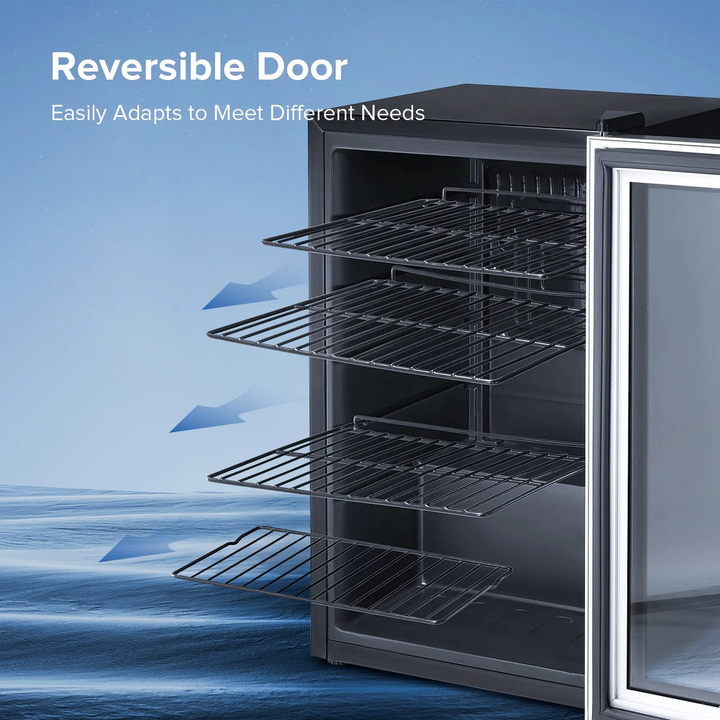 4.5cu.ft 145 Can Beverage Refrigerator Cooler Glass Door Black Q13822