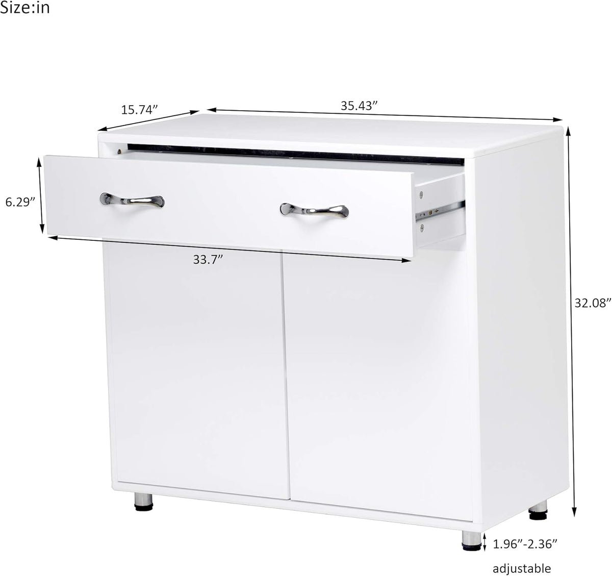 White Console Table with Drawer & Two Shelves R7976