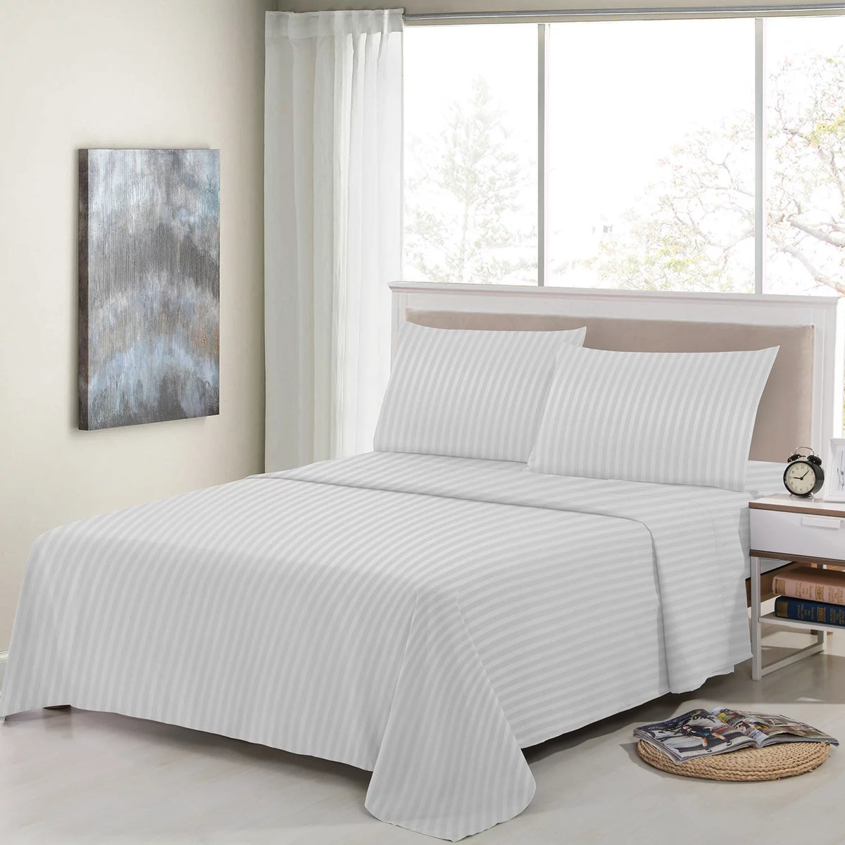 Grey King 4 Piece Microfiber Deep Pocket Bed Sheet Set E907