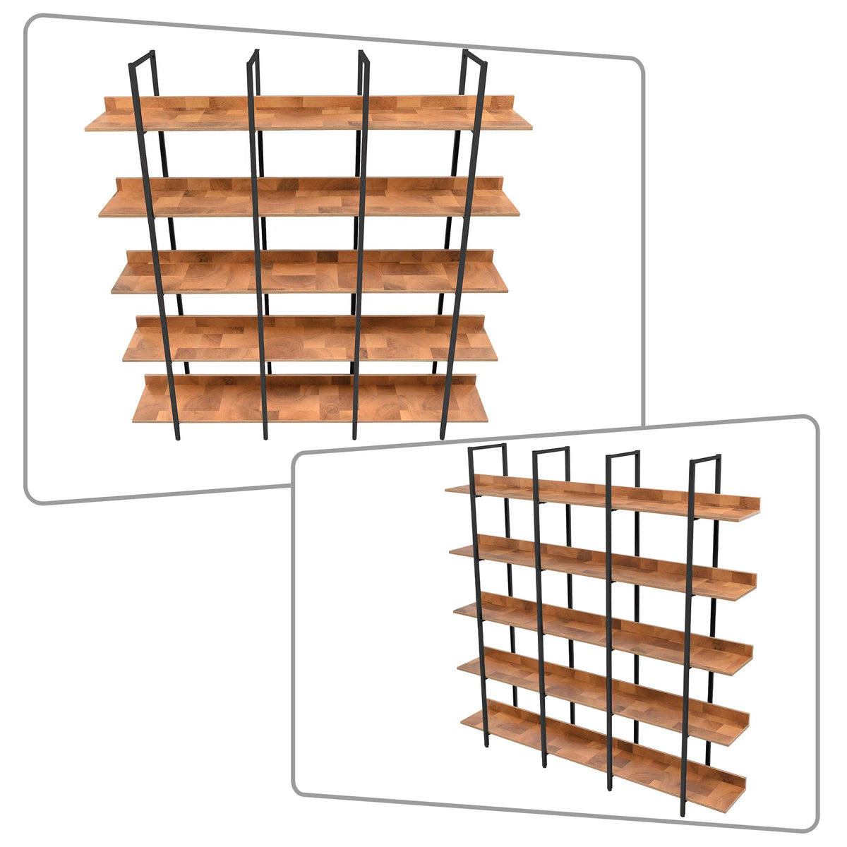 5-tier Wooden Open Bookshelf with Black Metal Frame V788