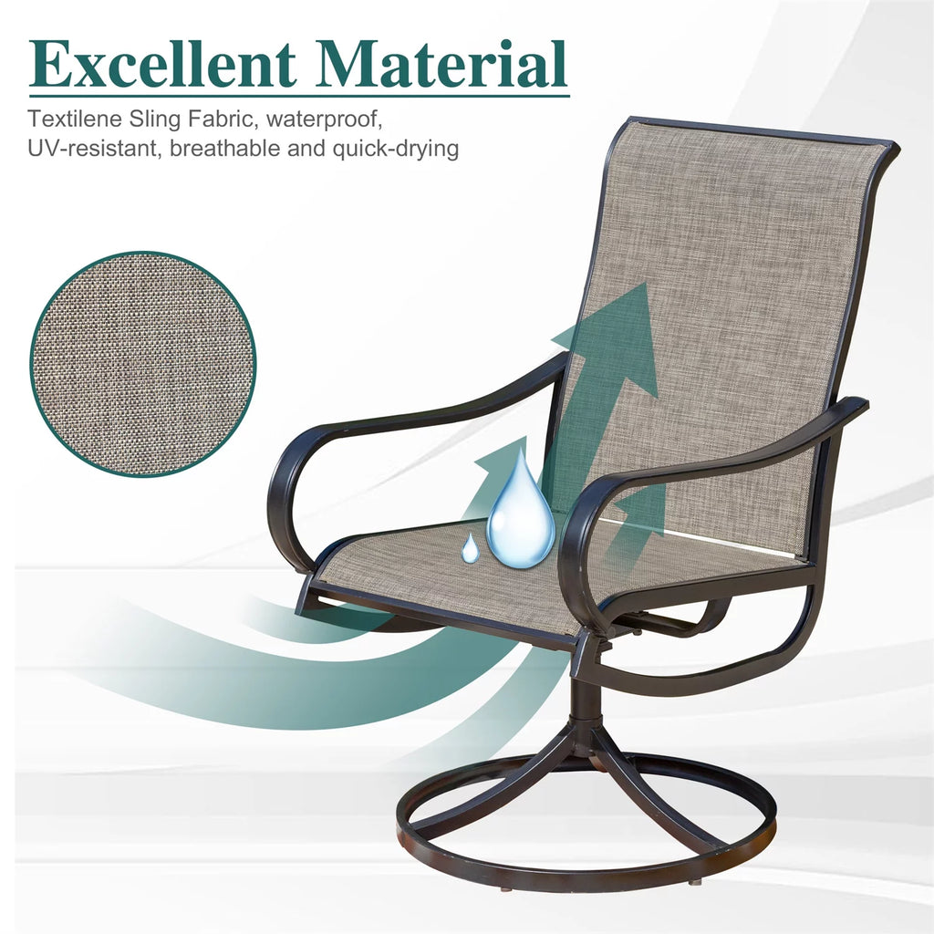 7 Pieces Metal Patio Dining Set with Rectangular Table and Swivel Chairs B523