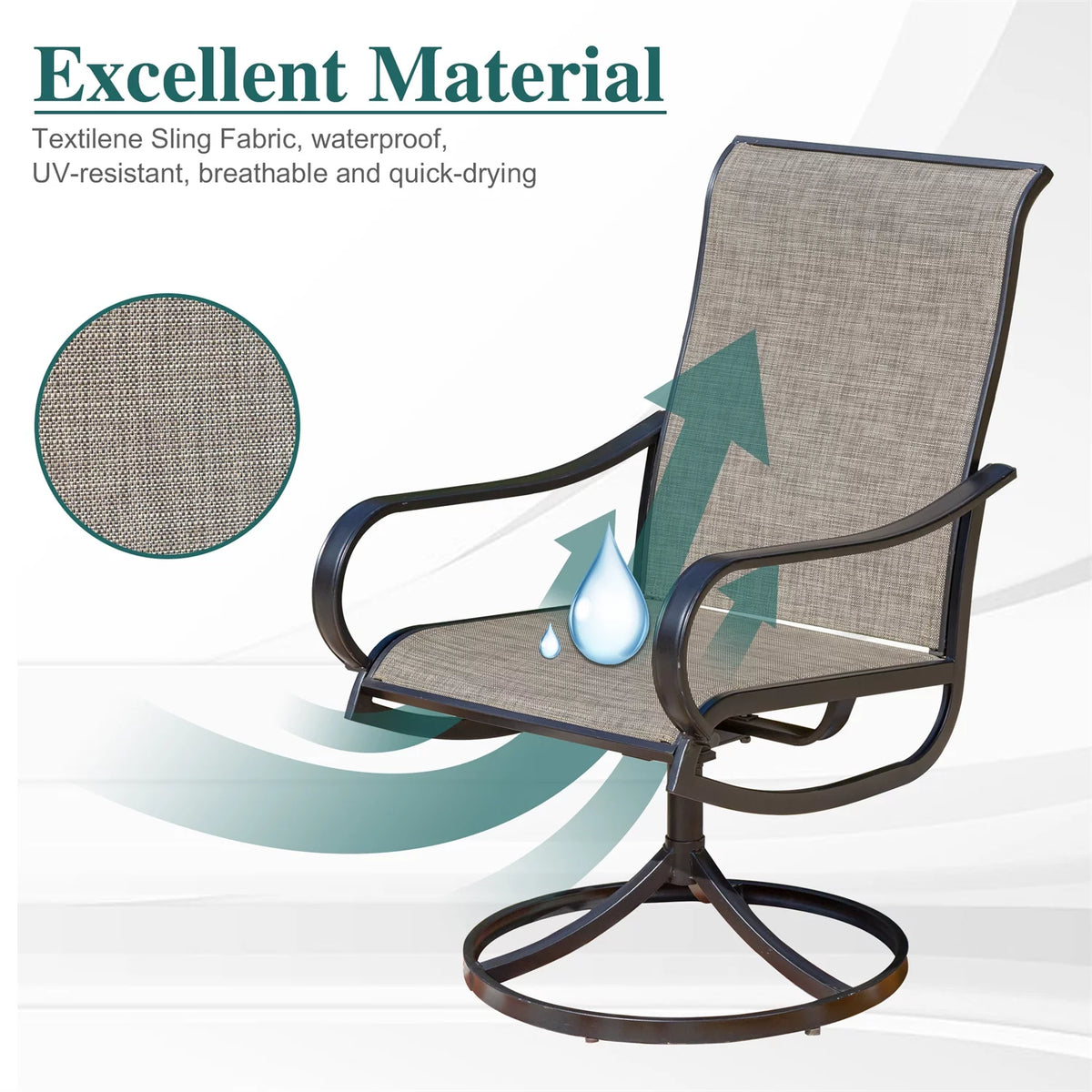 7 Pieces Metal Patio Dining Set with Rectangular Table and Swivel Chairs B523