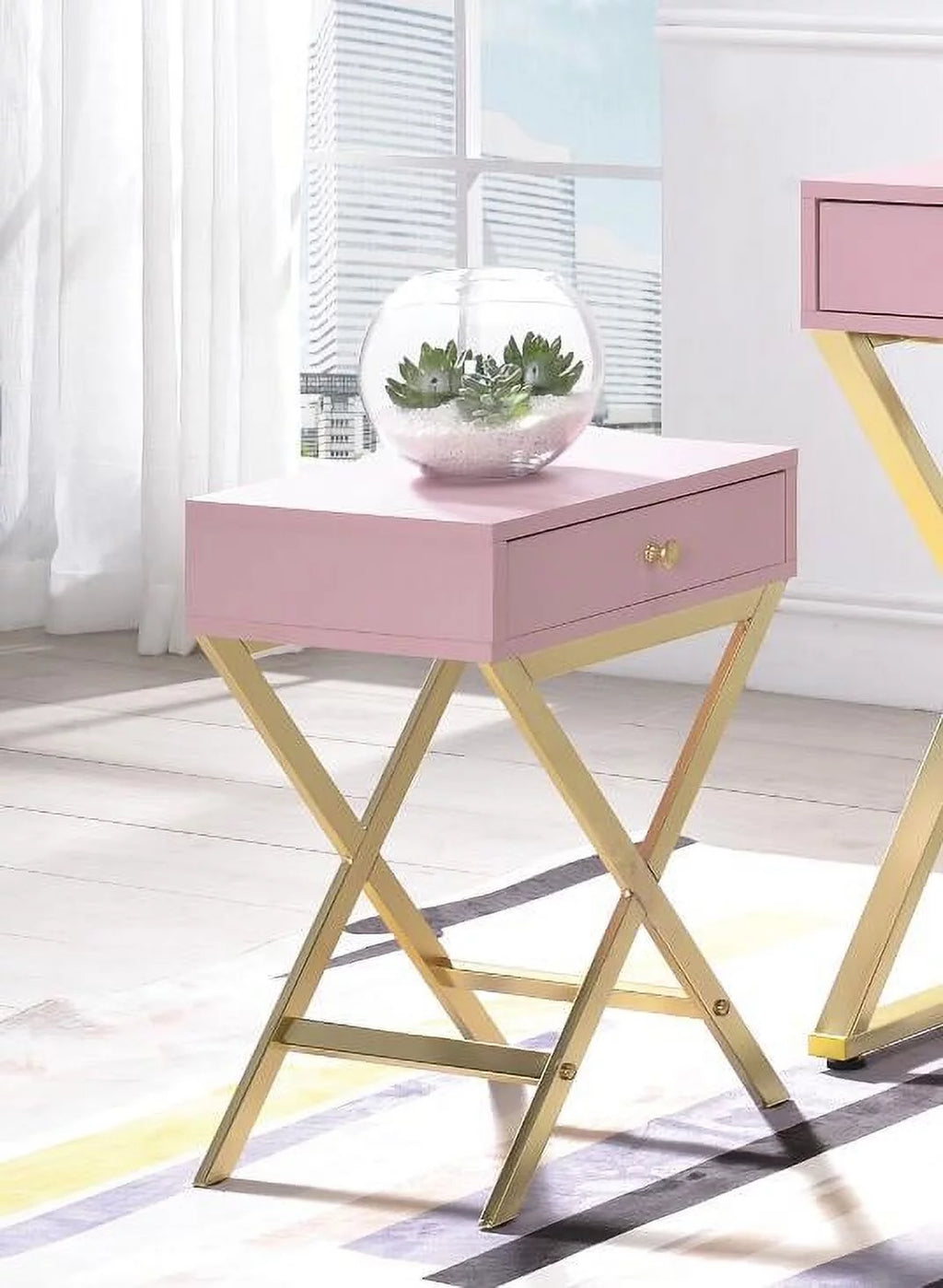 Pink & Gold Side Table U445