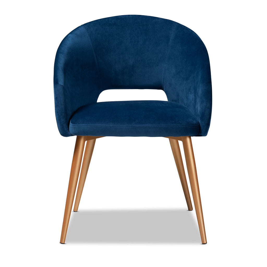 Navy Blue Velvet Upholstered Dining Chair Y34344