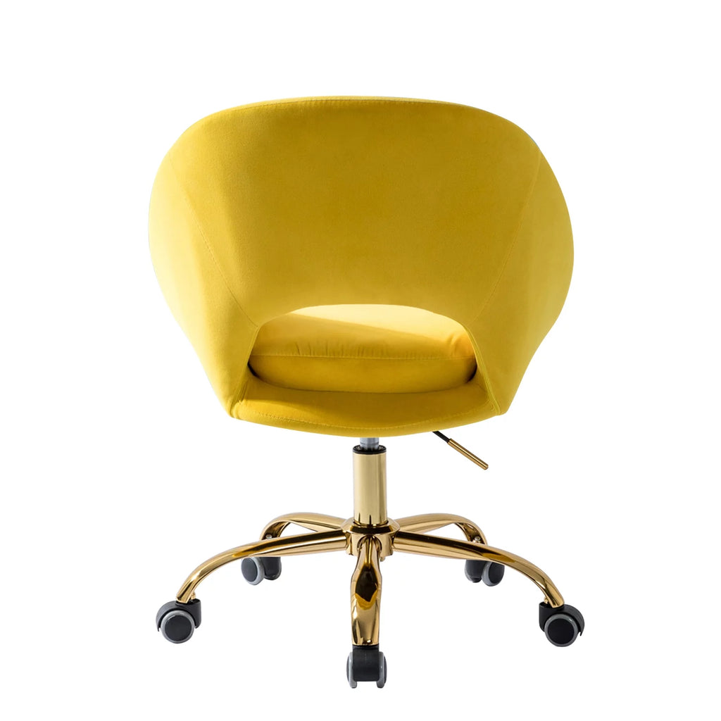 Yellow Velvet Adjustable Swivel Home Office Chair E152