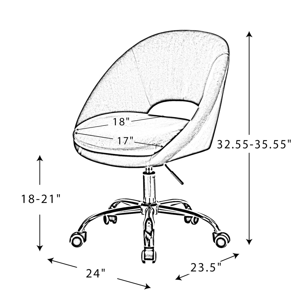 Yellow Velvet Adjustable Swivel Home Office Chair E152
