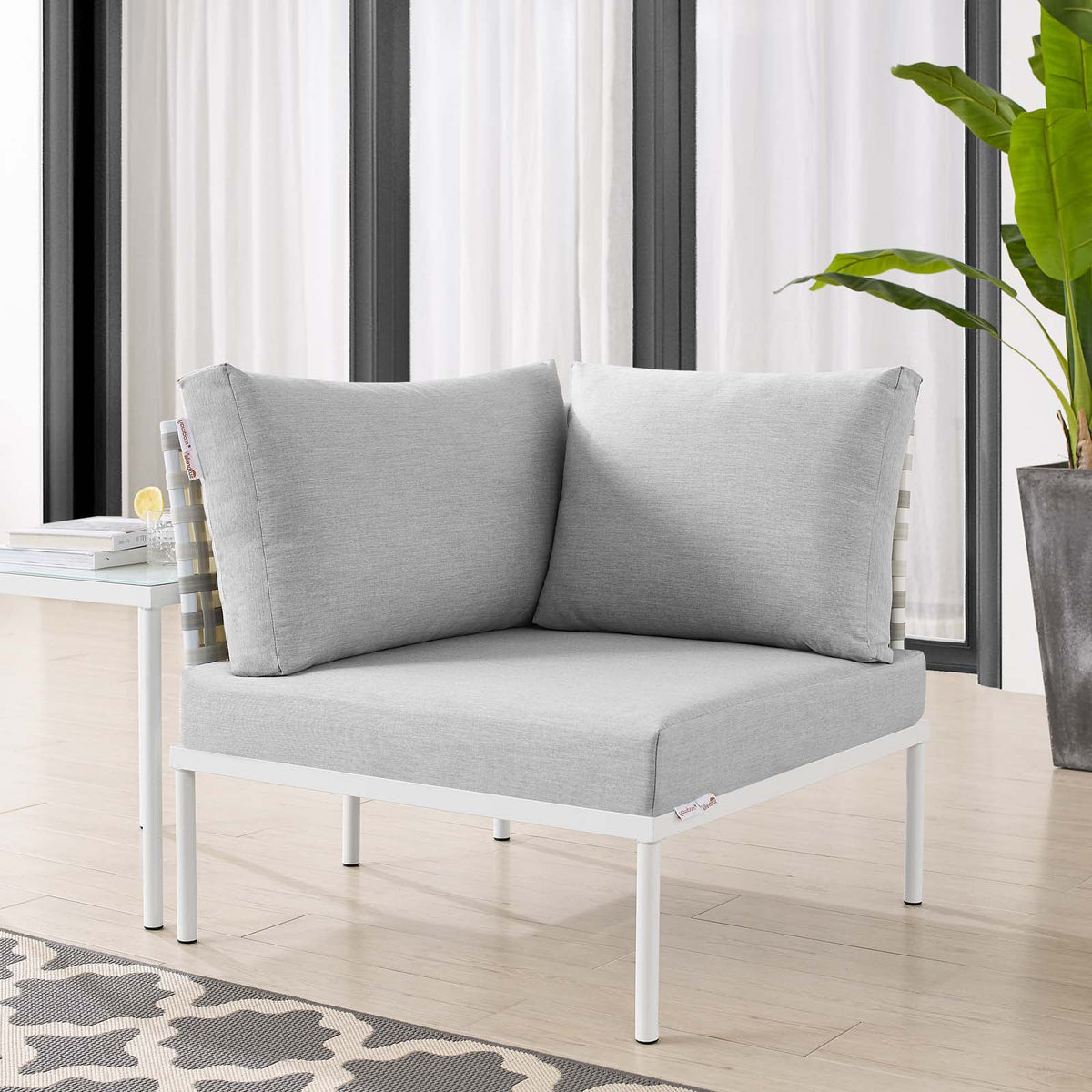 Grey Aluminum Outdoor Corner Chair W91880