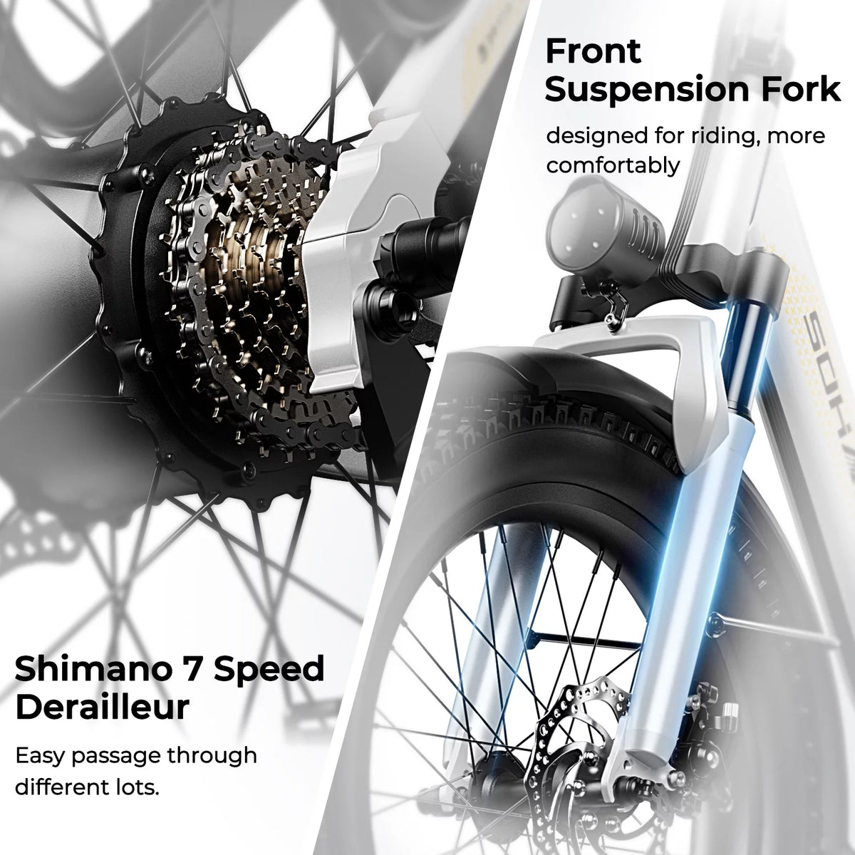 750W Folding Electric Bike 48V 15AH Removable Battery 20 Fat Tire D285209