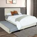 Queen Upholstered Platform Bed Frame with Trundle and 2 Storage Drawers D656356