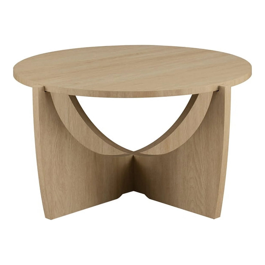 28" Wood Round Coffee Table with Crossed Arch Base P64035