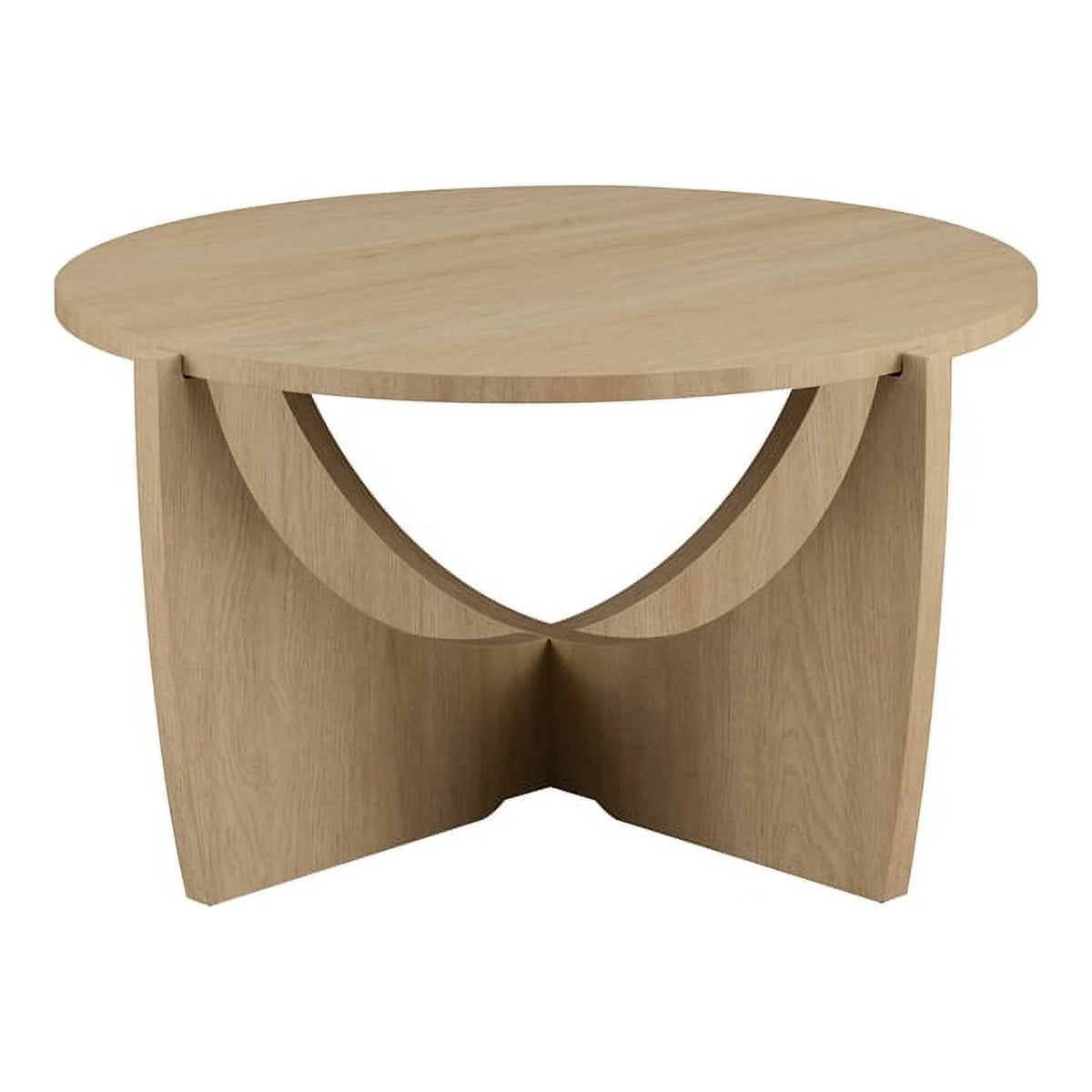 28" Wood Round Coffee Table with Crossed Arch Base P64035