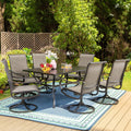 7 Pieces Metal Patio Dining Set with Rectangular Table and Swivel Chairs B523
