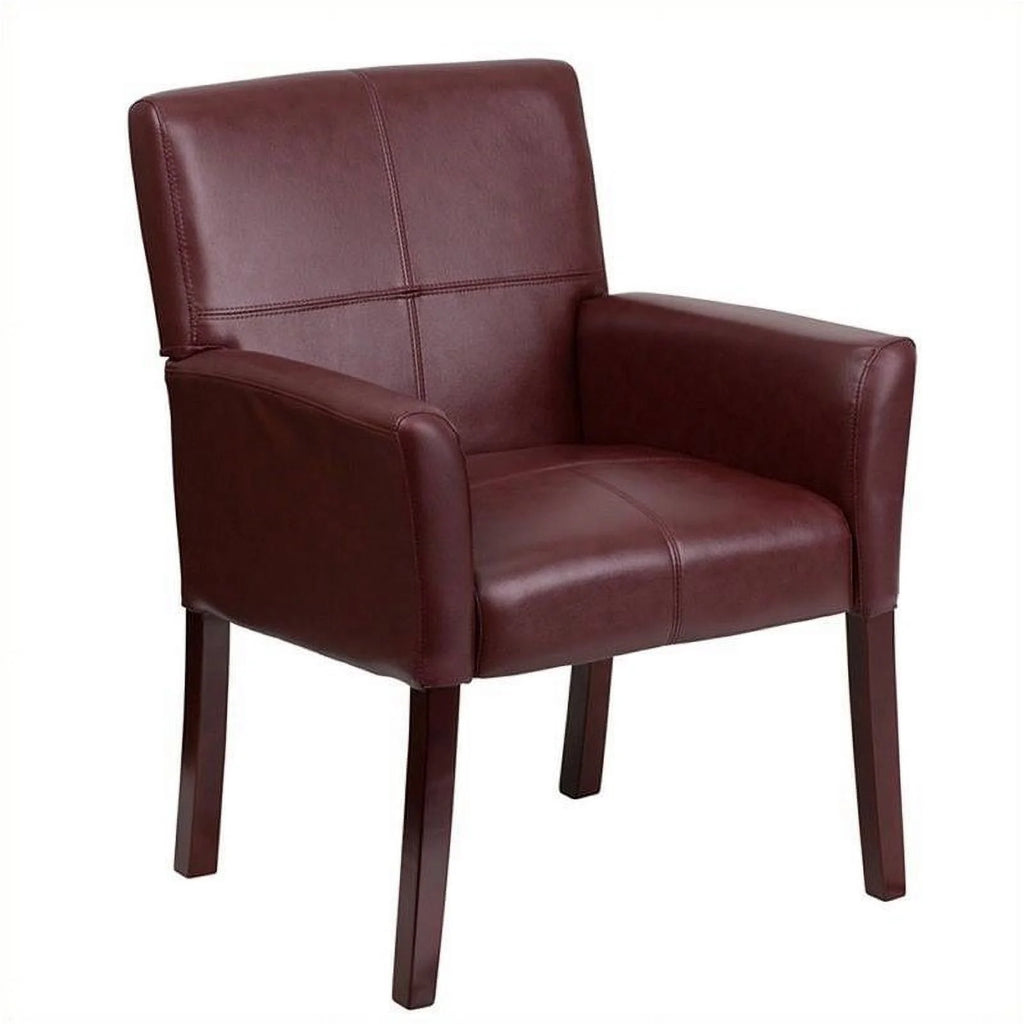 Leather Executive Guest Chair Burgundy Mahogany H62445