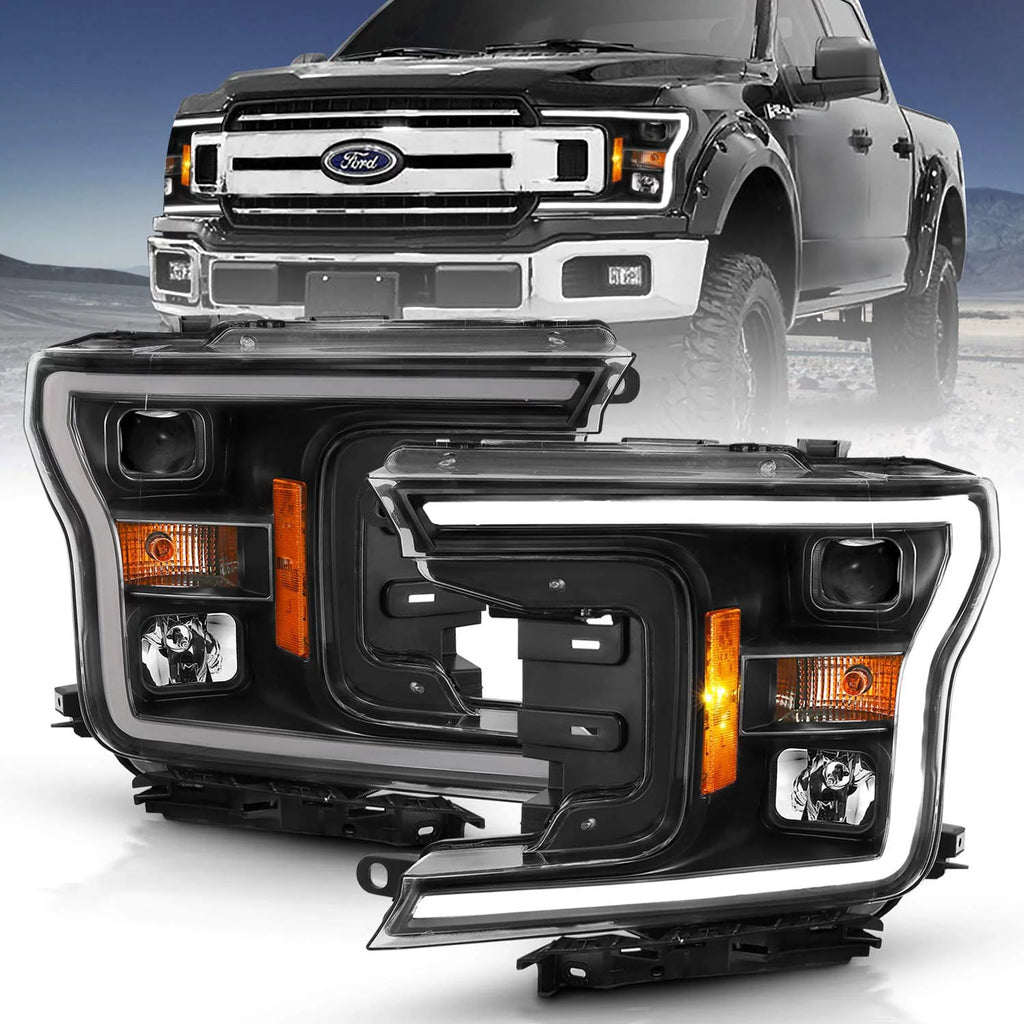 LED Ford F-150 Black Quad Projector Headlight Set C653545