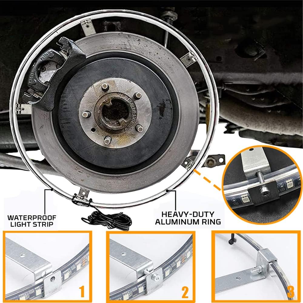 RGB LED Wheel Ring Light Kit 4PCS Double Row Waterproof E985961