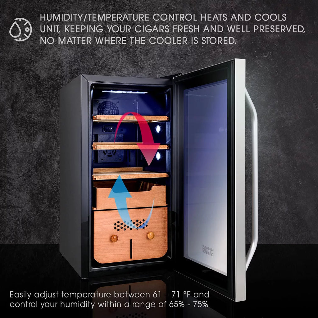 250 Cigar Cooler Humidor with Humidity Control Stainless Steel Z4029