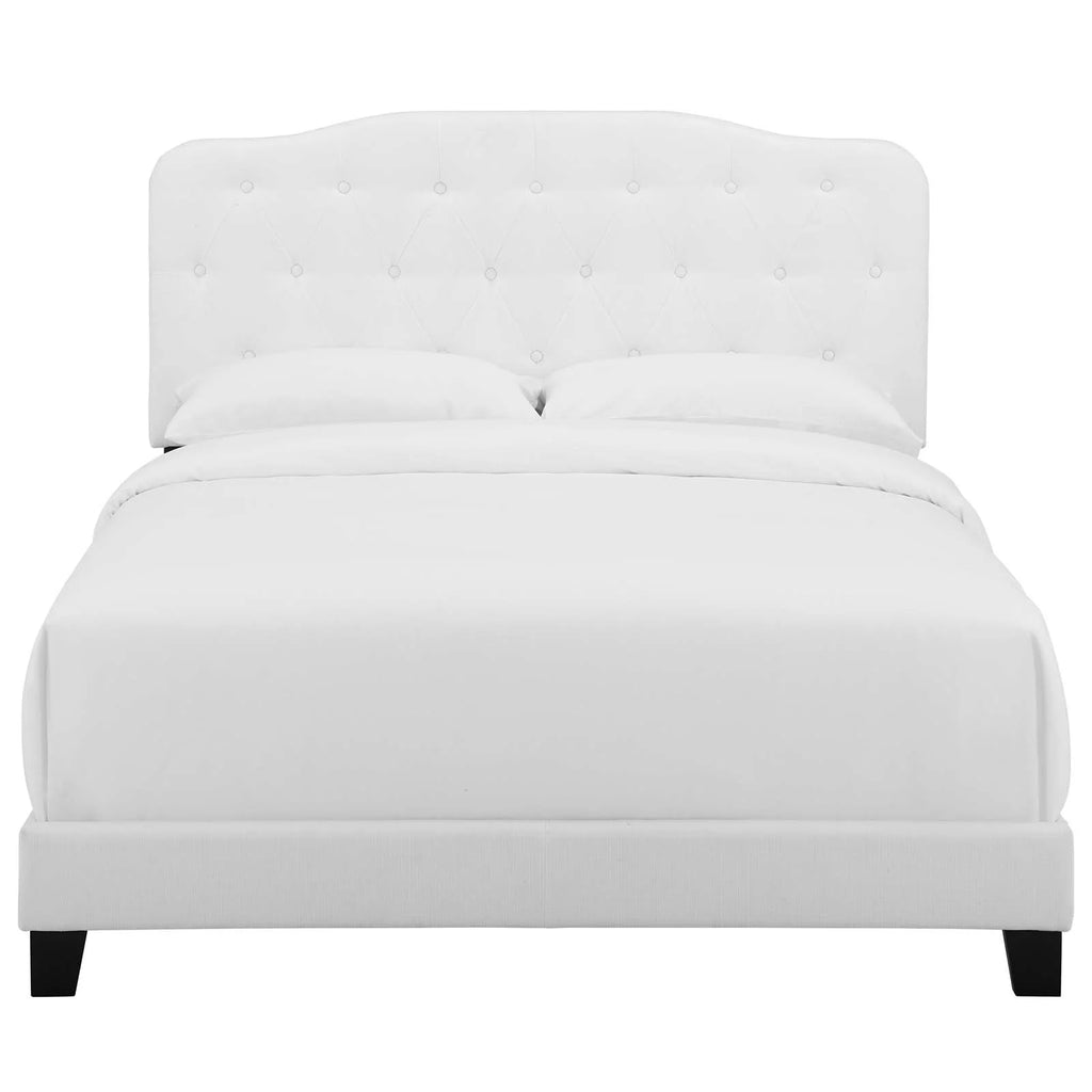 Full Upholstered Fabric Bed in White A2064