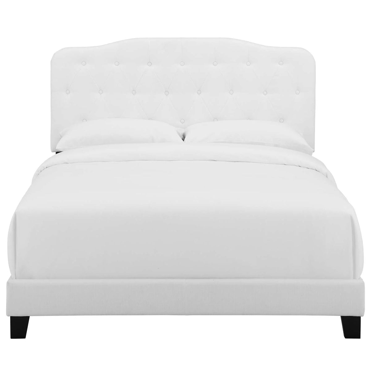 Full Upholstered Fabric Bed in White A2064