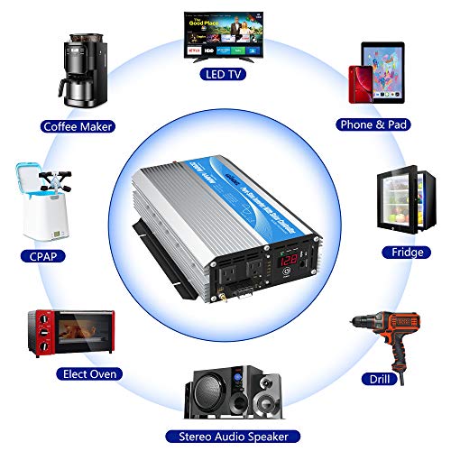 2200Watt Pure Sine Wave Solar Power Inverter with 20A Solar Charger Controller PWM H306390