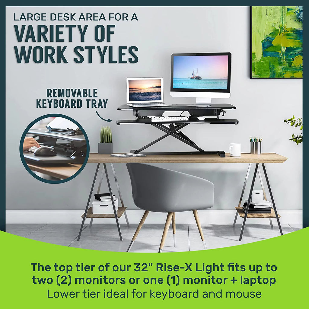 32-inch Height Adjustable Black Standing Desk Converter E6263