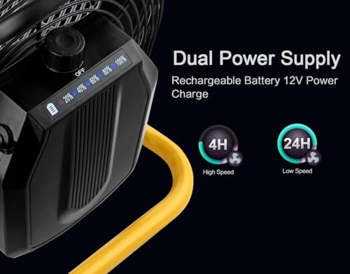 12" Portable Battery Operated Fan with Metal Blade V50467