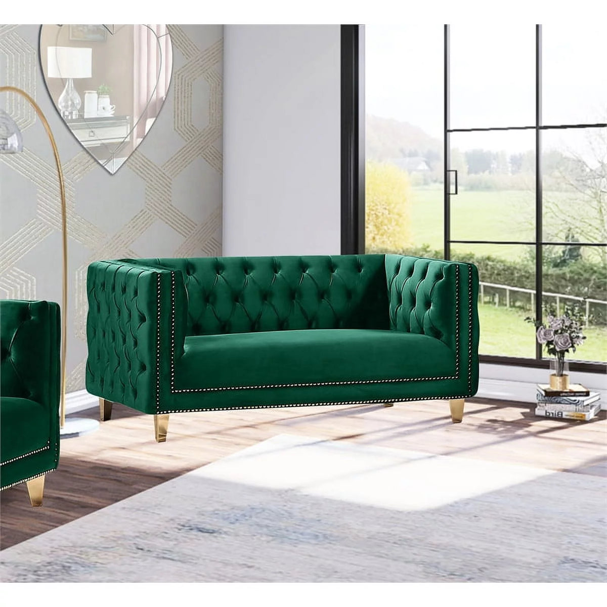 Green Velvet Loveseat B7882