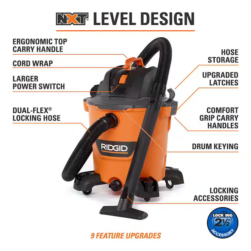 12 Gallon 5.0 Peak HP Wet/Dry Shop Vacuum with Hose N343
