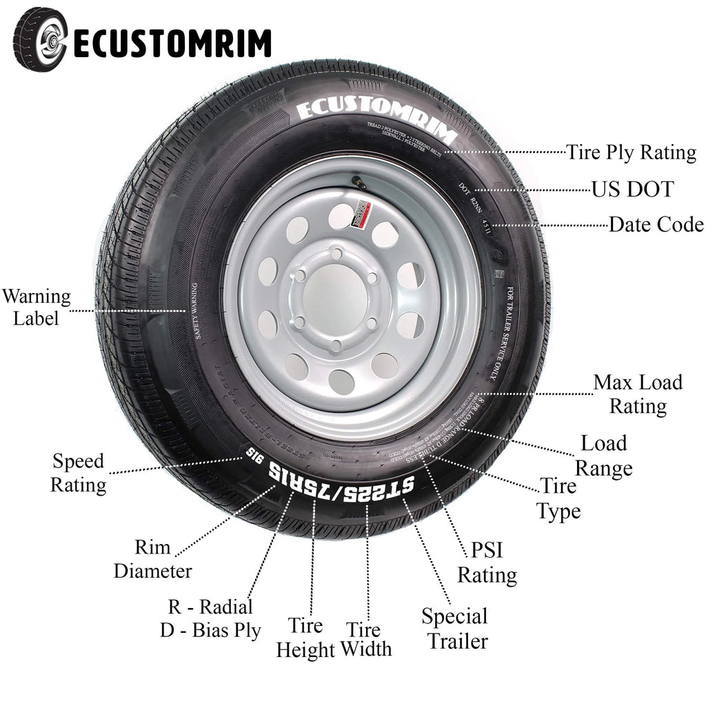 13 5 Lug Galvanized Spoke Trailer Tire On Rim O585