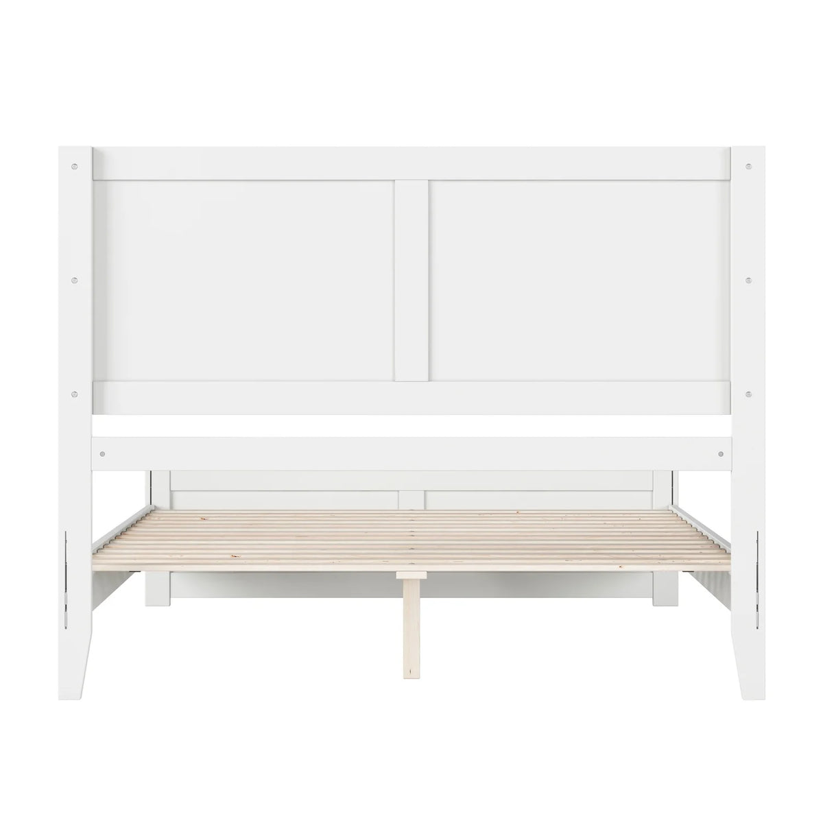 Queen Solid Wood Low Profile Platform Bed with Footboard, White P822