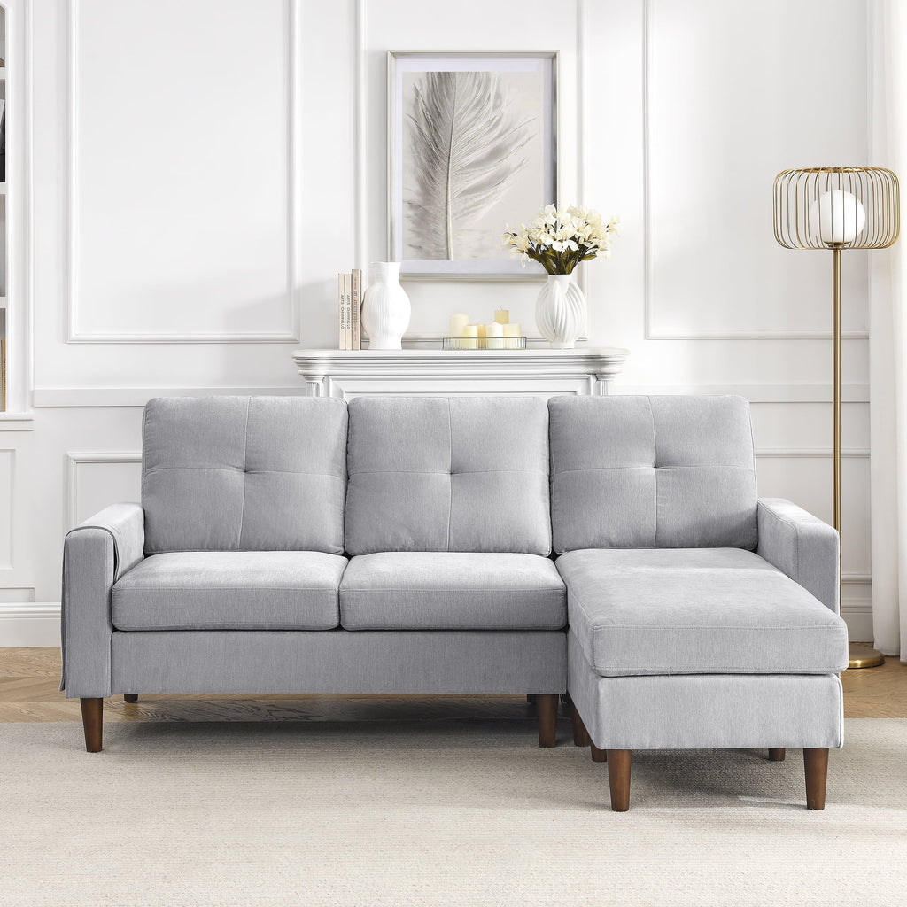 Light Grey Chenille Convertible Sectional Sofa N766601