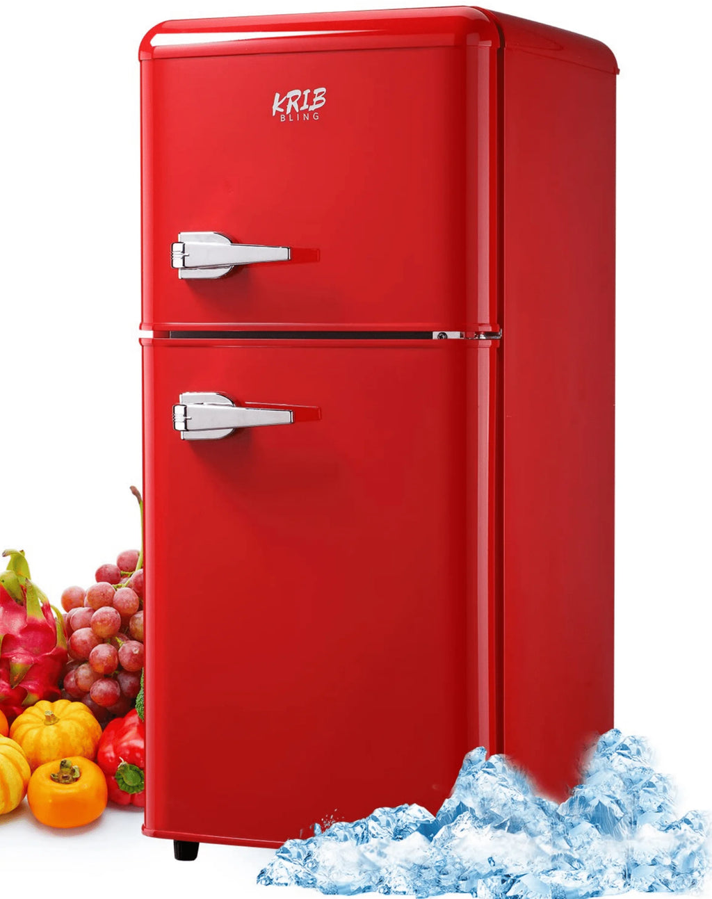 3.5 cu.ft Two Door Compact Refrigerator with Freezer, Red A119724