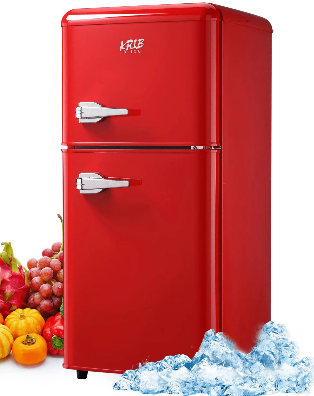 3.5 cu.ft Two Door Compact Refrigerator with Freezer, Red A119724