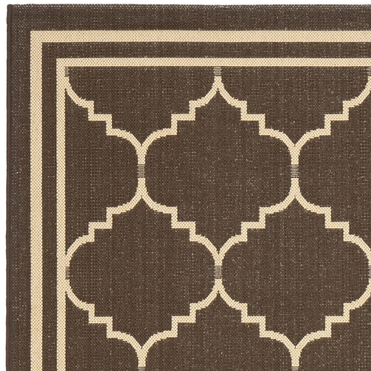 Chocolate Cream Geometric Indoor Outdoor Area Rug Q64479