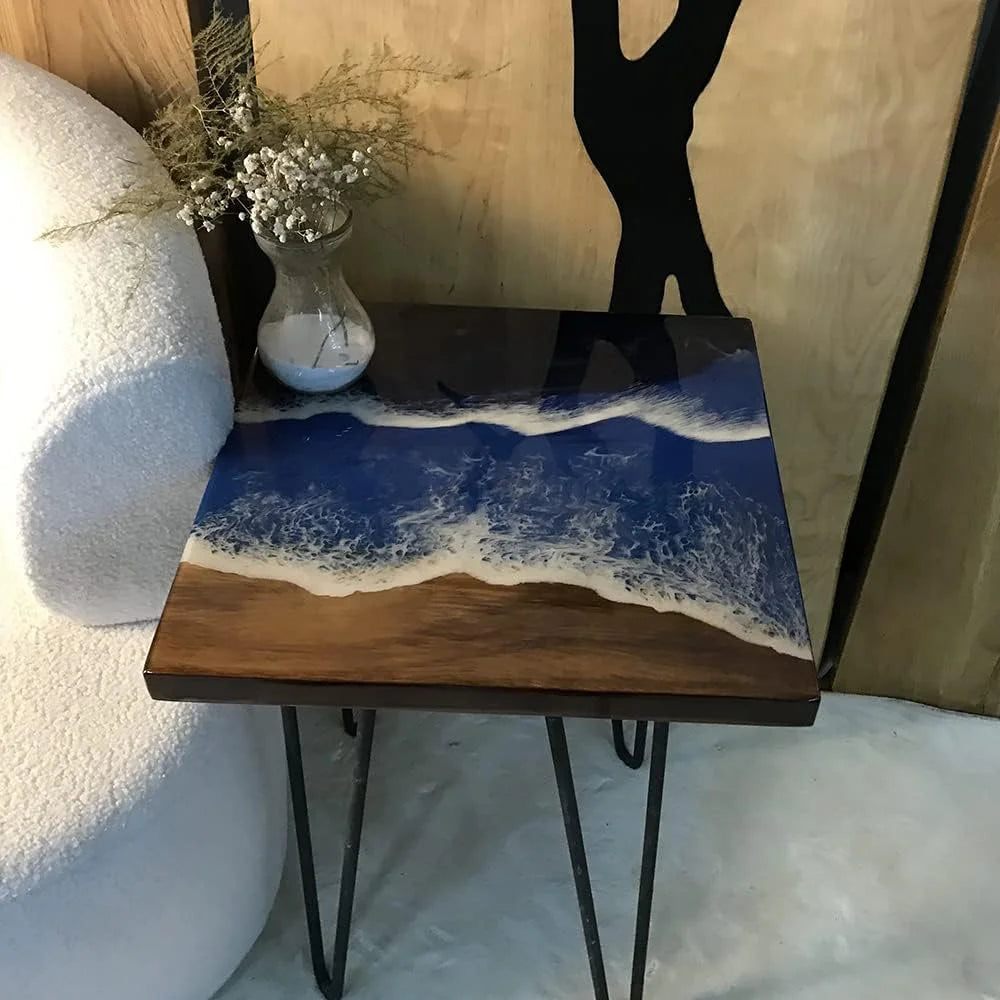 Natural Edge Epoxy Resin Wood Coffee Table Hairpin Legs Y578480